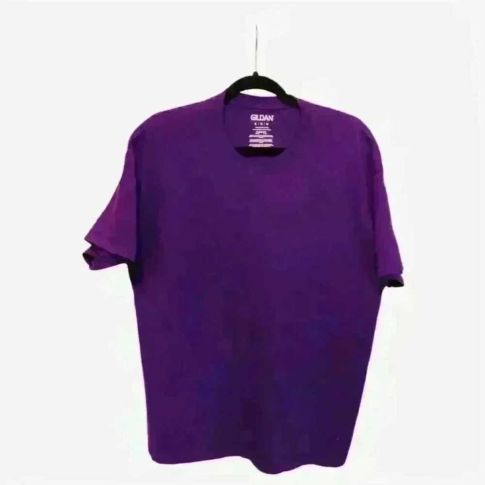 Gildan Men's XL Purple Crew Neck Short Sleeve T-Shirt Soft Breathable
